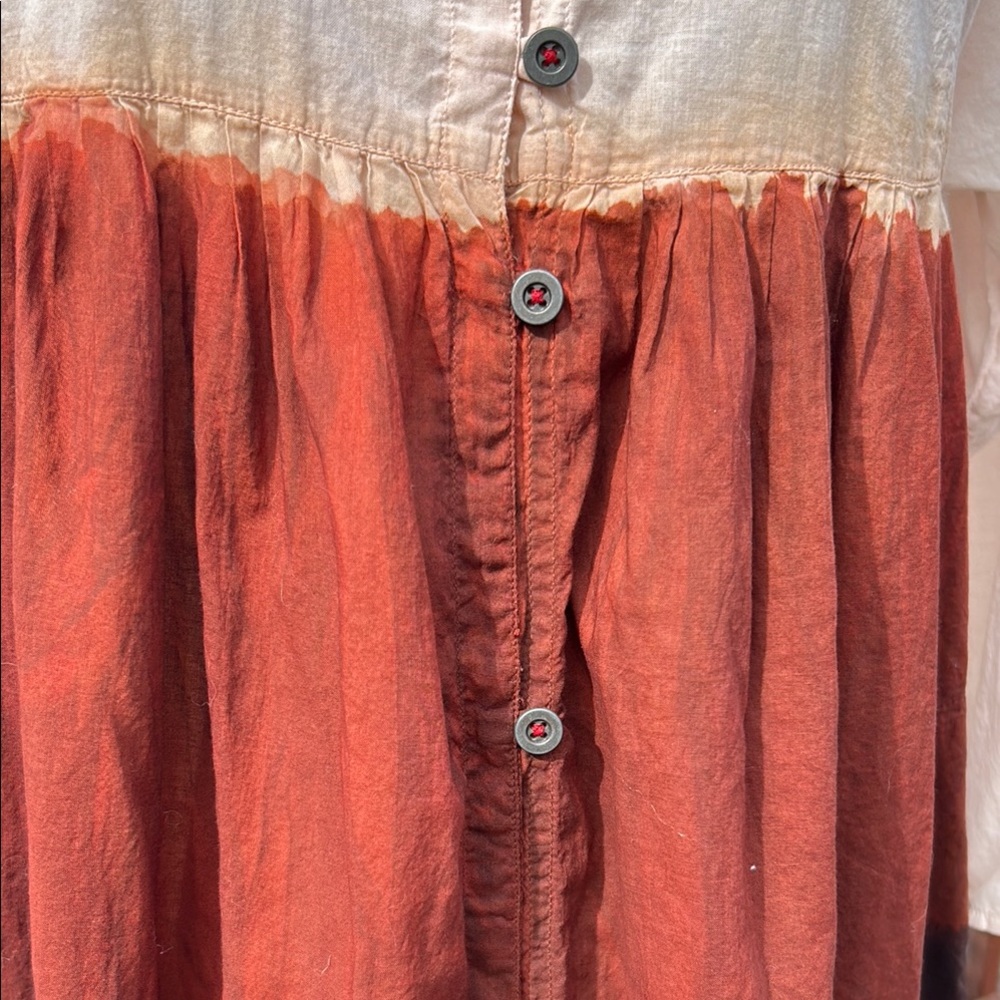 Gudrun Sjoden Cream and Brick Red Buttoned Long Sleeve Dress Size Med - Picture 4 of 10